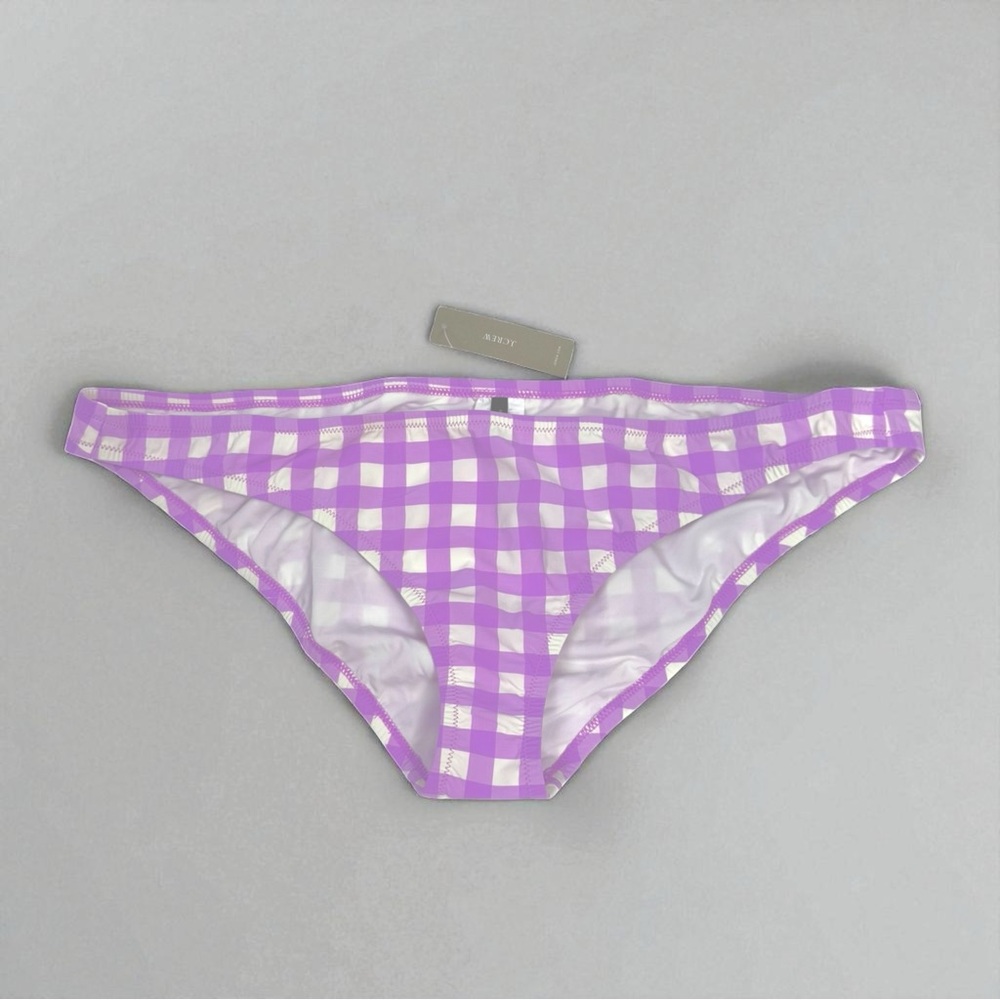 J.Crew NWT Gingham Bikini Bottoms Pink Peony Pull-On Hipster Swim Bottoms XXL